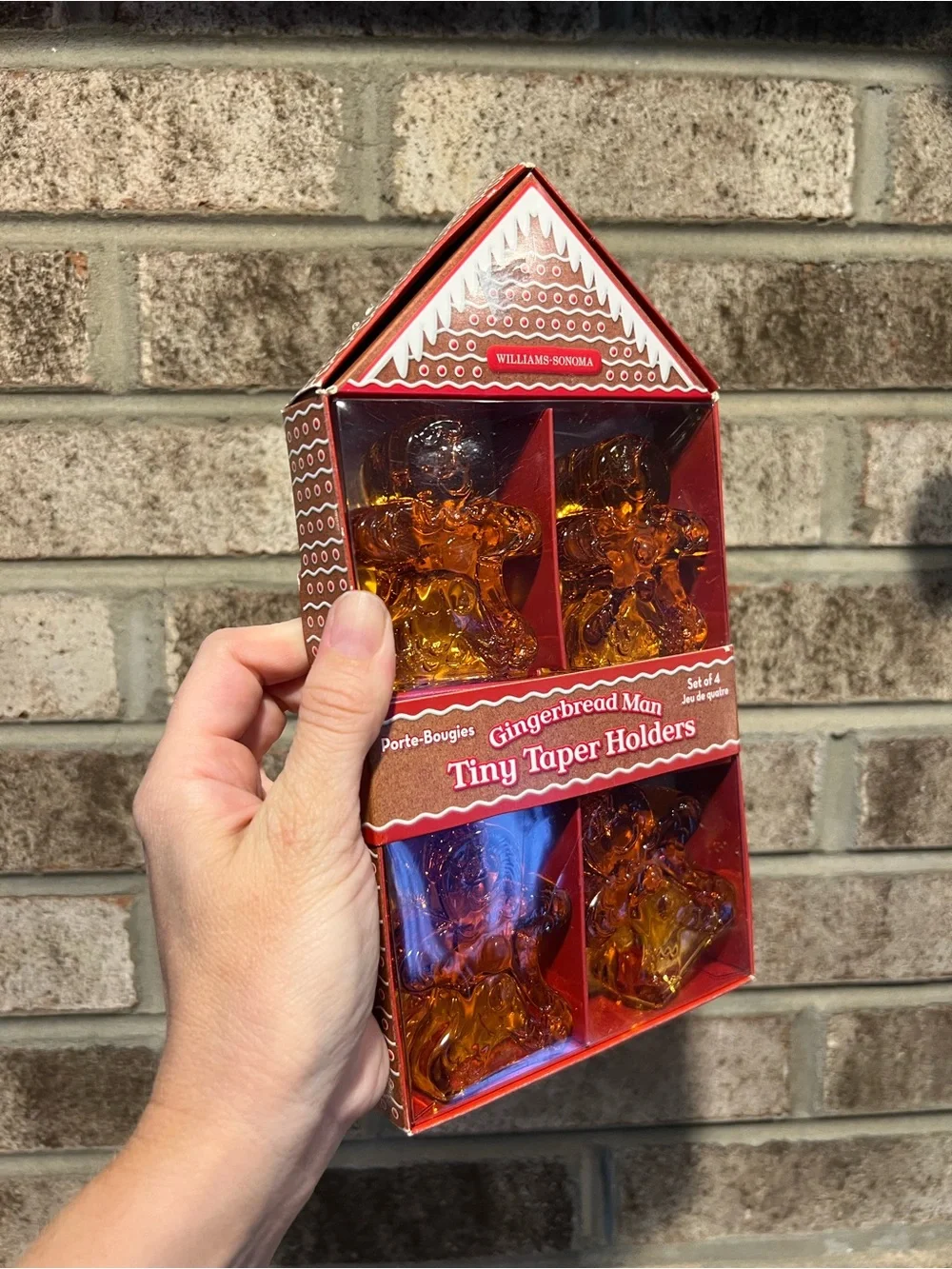 William Sonoma Gingerbread Man Tiny Taper Glass Holders